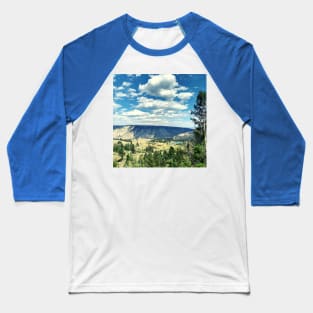 Blue Cloudy Sky with Mountains Baseball T-Shirt